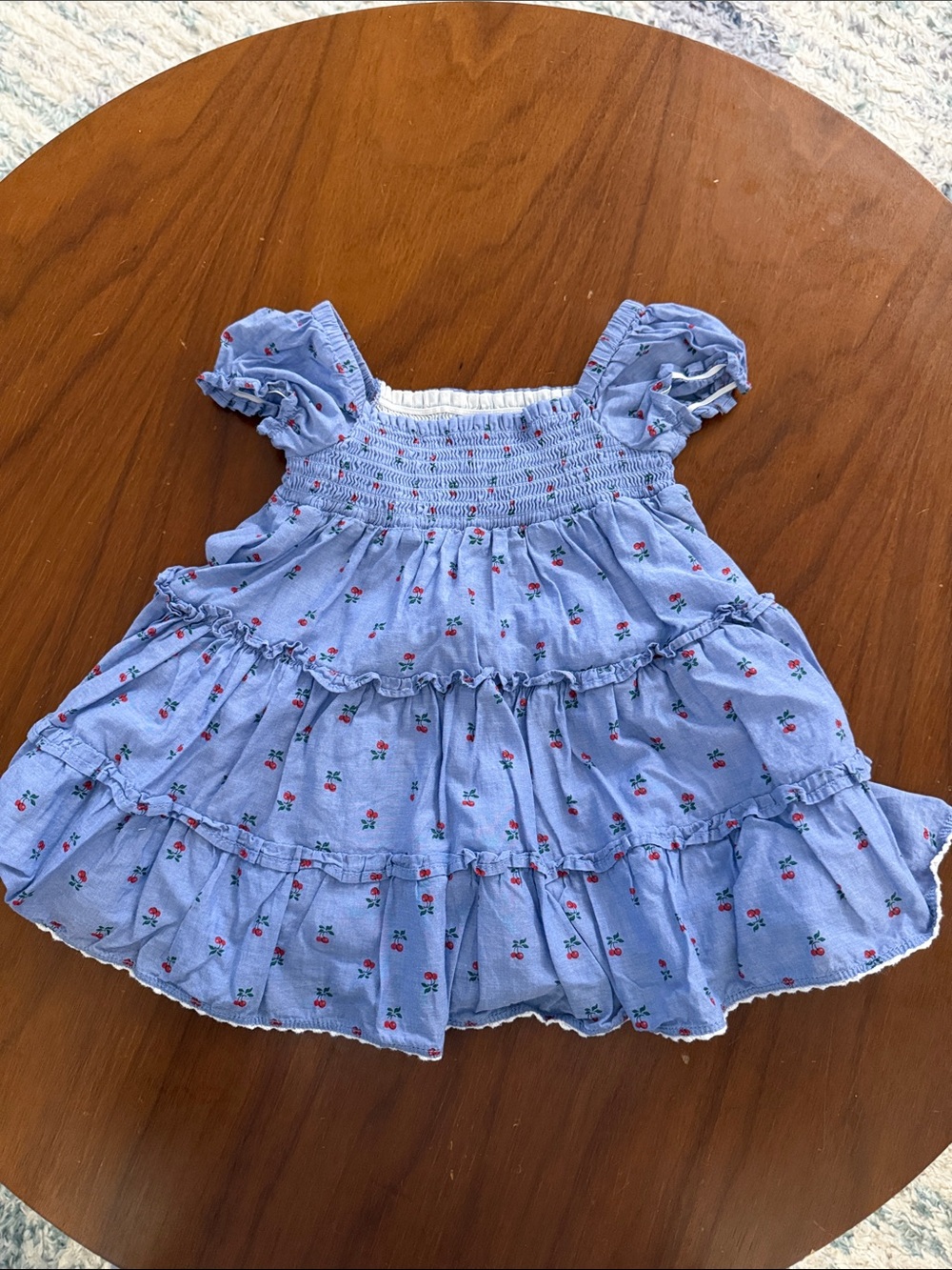 Janie & Jack Girls Blue Floral Smocked Tiered Dress Top